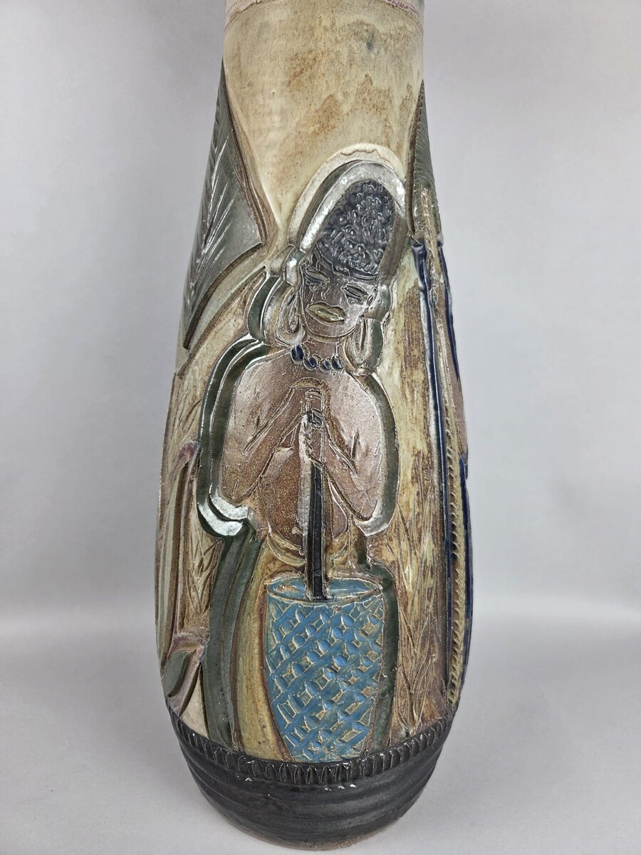 Stoneware Vase with African Motifs, Roger Guérin