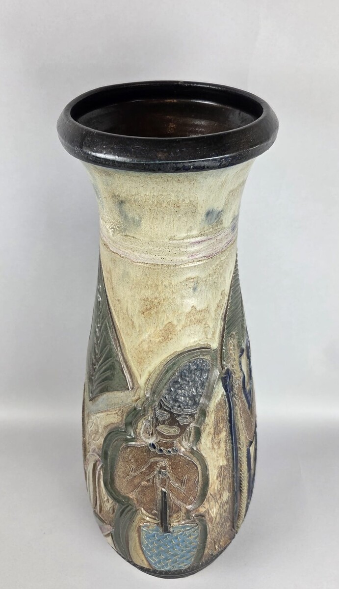 Stoneware Vase with African Motifs, Roger Guérin