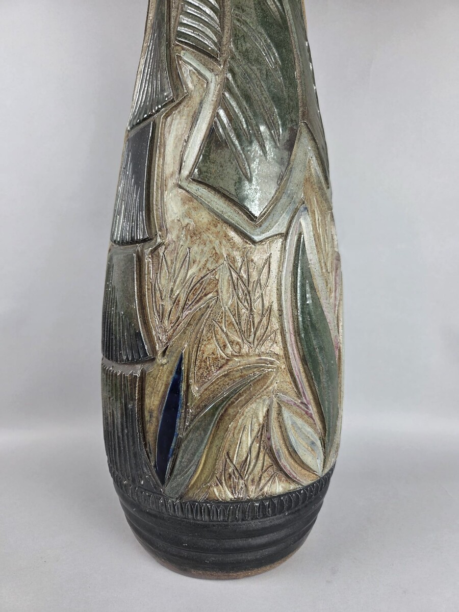Stoneware Vase with African Motifs, Roger Guérin