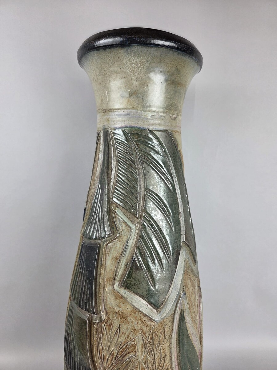 Stoneware Vase with African Motifs, Roger Guérin