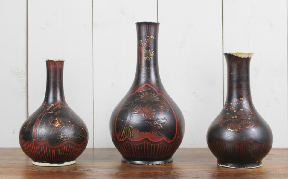 Suite of 3 earthenware vases