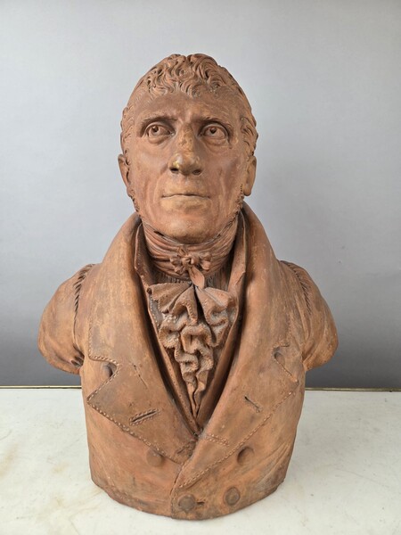 Terracotta bust from the Empire period, unsigned, circa 1800