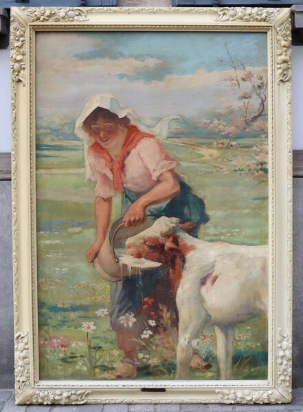 The farmer, oil on canvas by Auguste Barotte