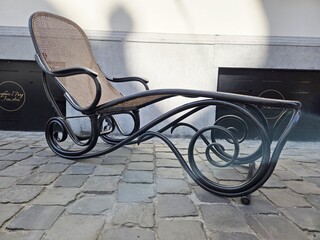 Thonet, cane chaise longue with adjustable back, circa 1920