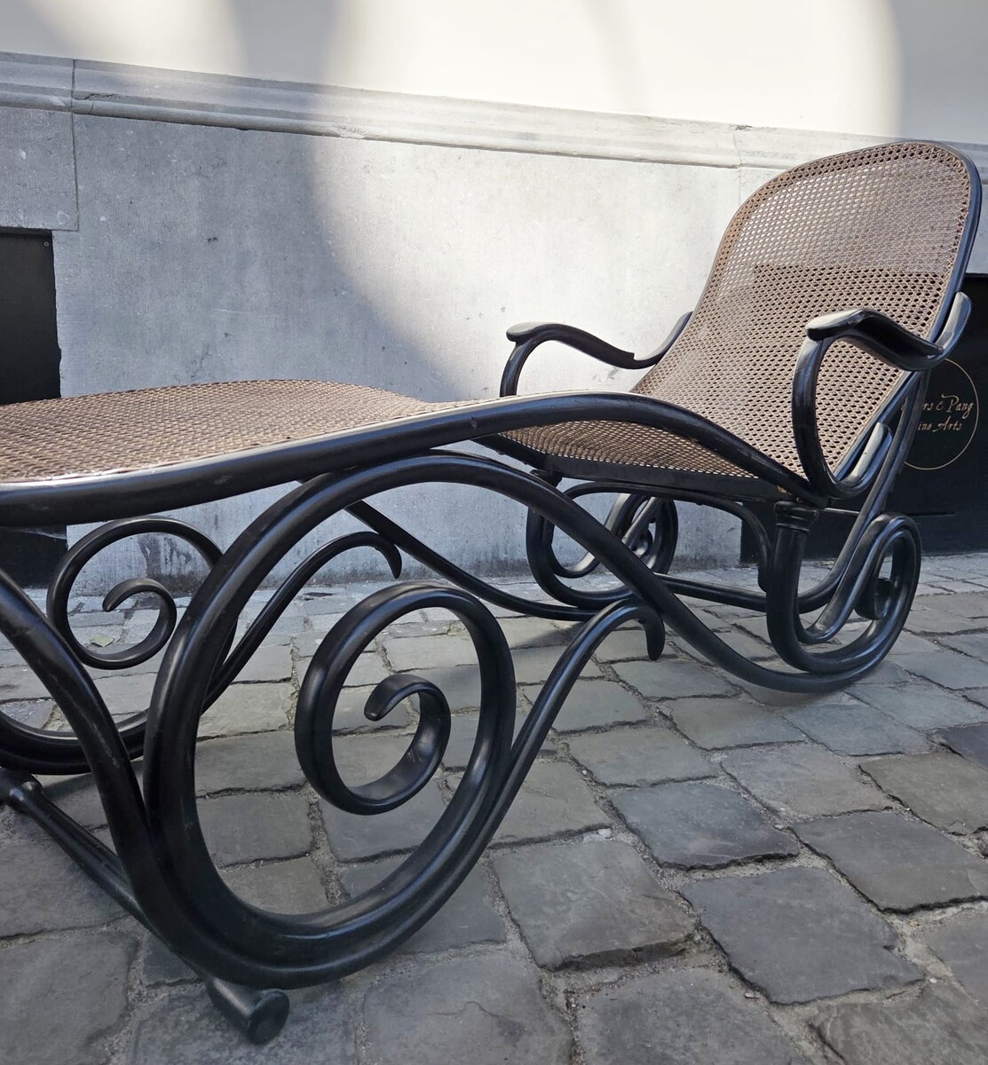 Thonet, cane chaise longue with adjustable back, circa 1920