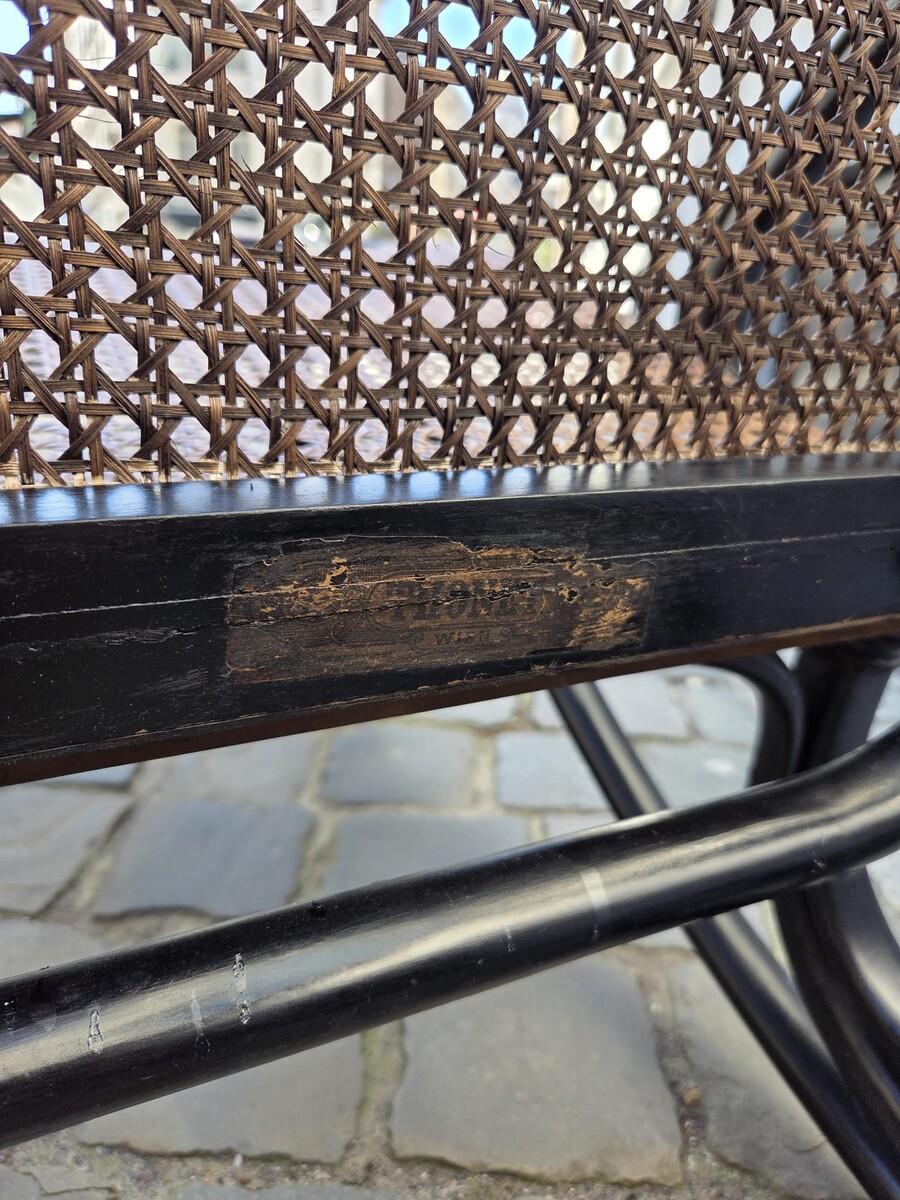 Thonet, cane chaise longue with adjustable back, circa 1920