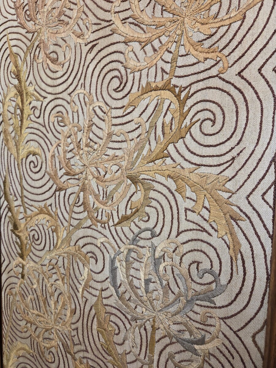 Three-panel Louis XV style screen in walnut and beveled glass, circa 1900