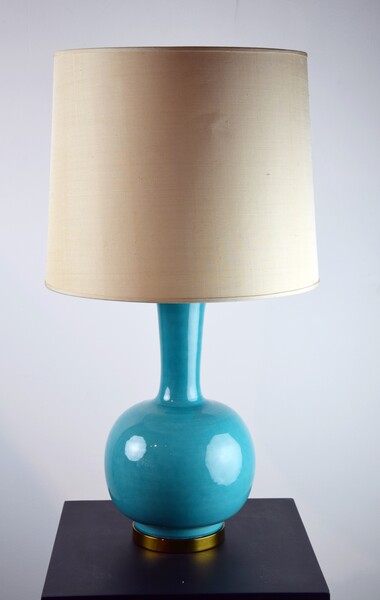Turquoise earthenware lamp