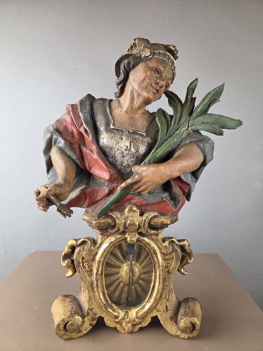 Two finely carved polychrome wooden reliquaries, 18th century