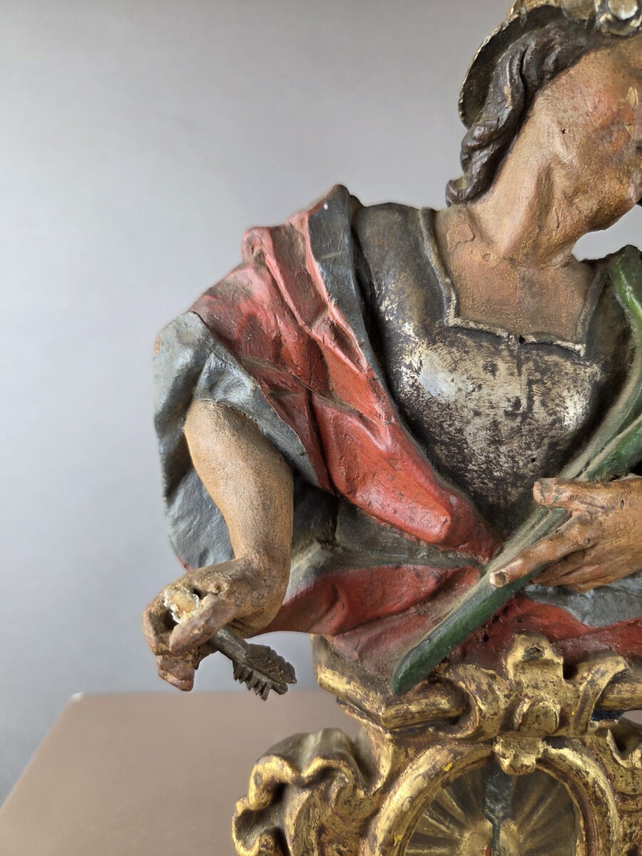 Two finely carved polychrome wooden reliquaries, 18th century