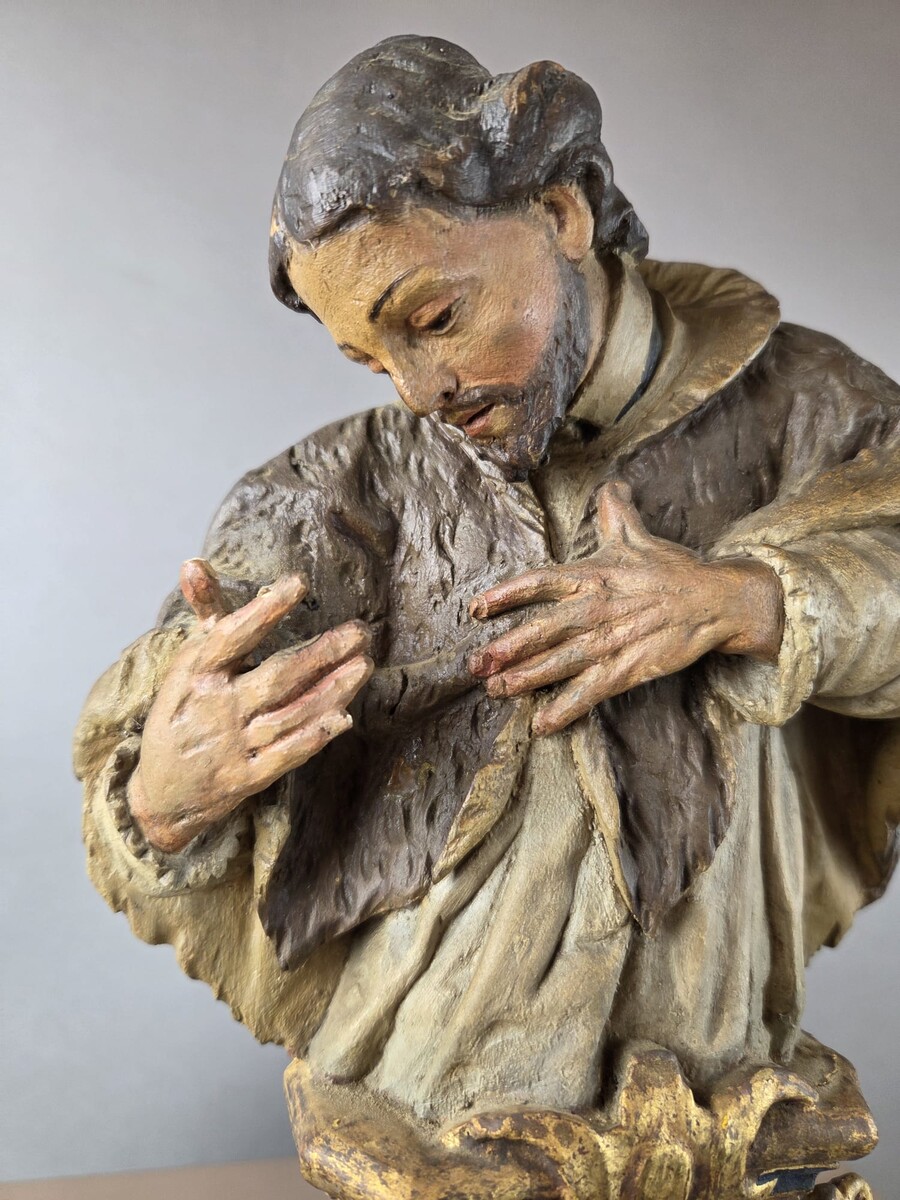 Two finely carved polychrome wooden reliquaries, 18th century