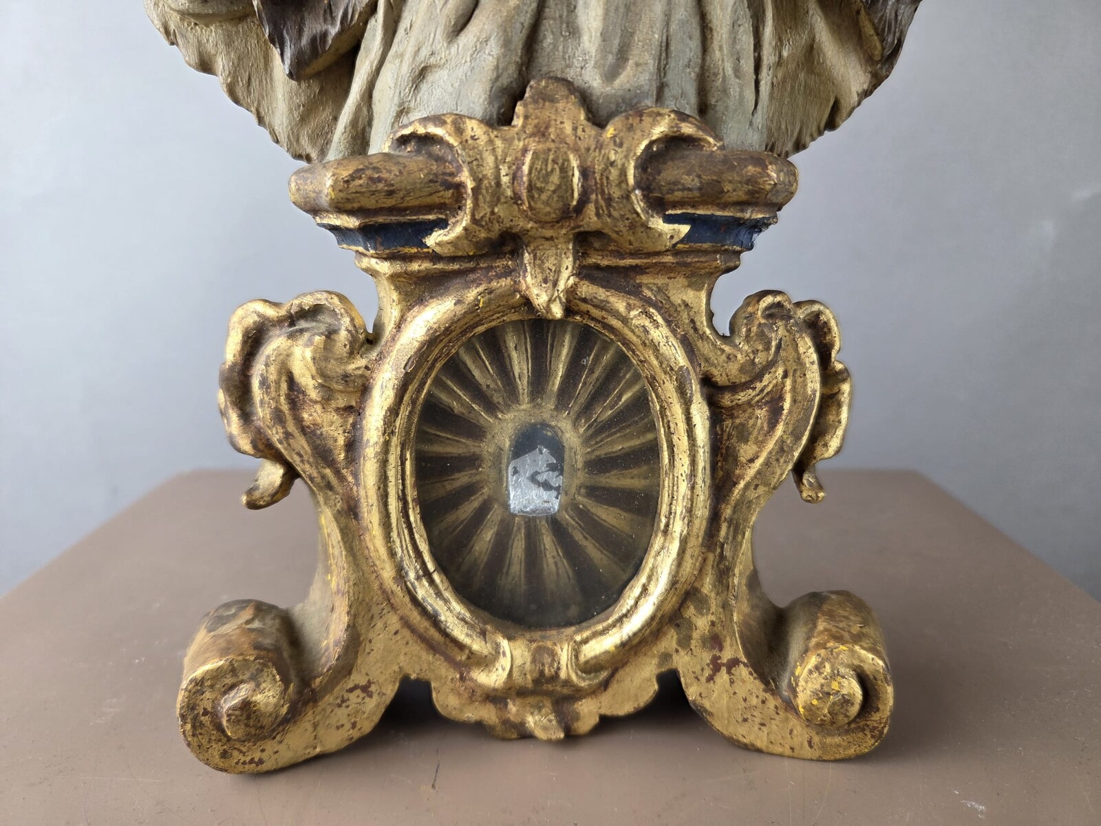 Two finely carved polychrome wooden reliquaries, 18th century