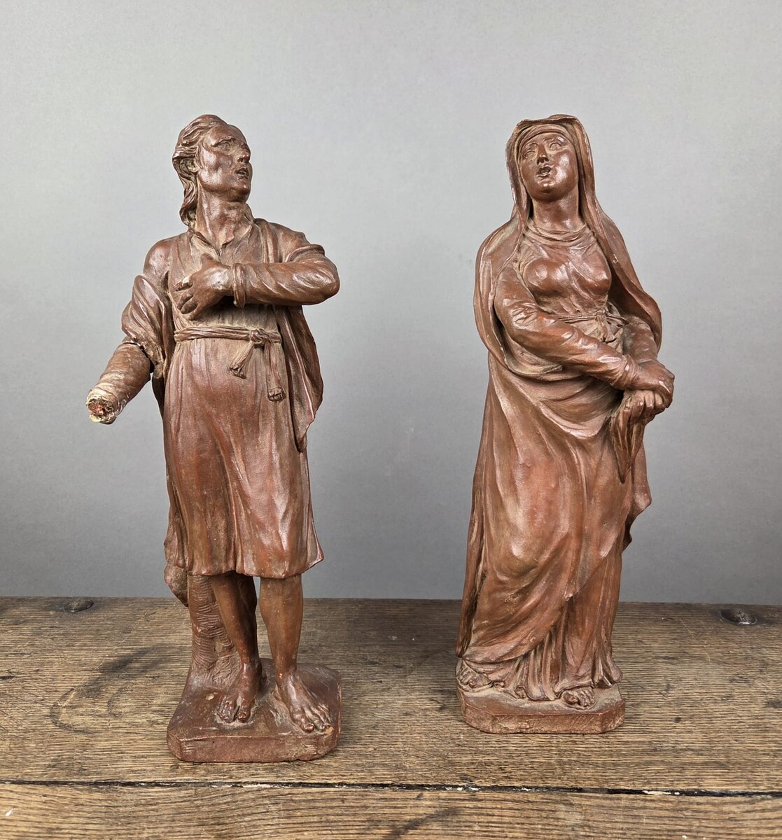 Two terracotta bazzetti, 18th century