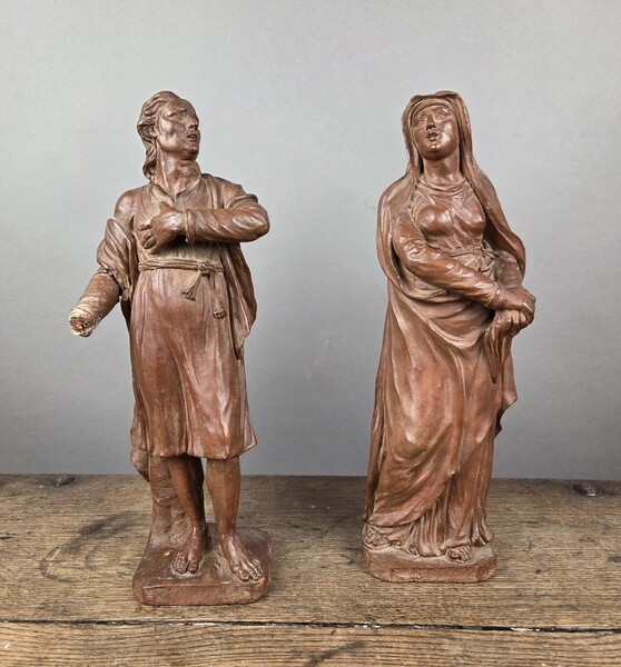 Two terracotta bazzetti, 18th century