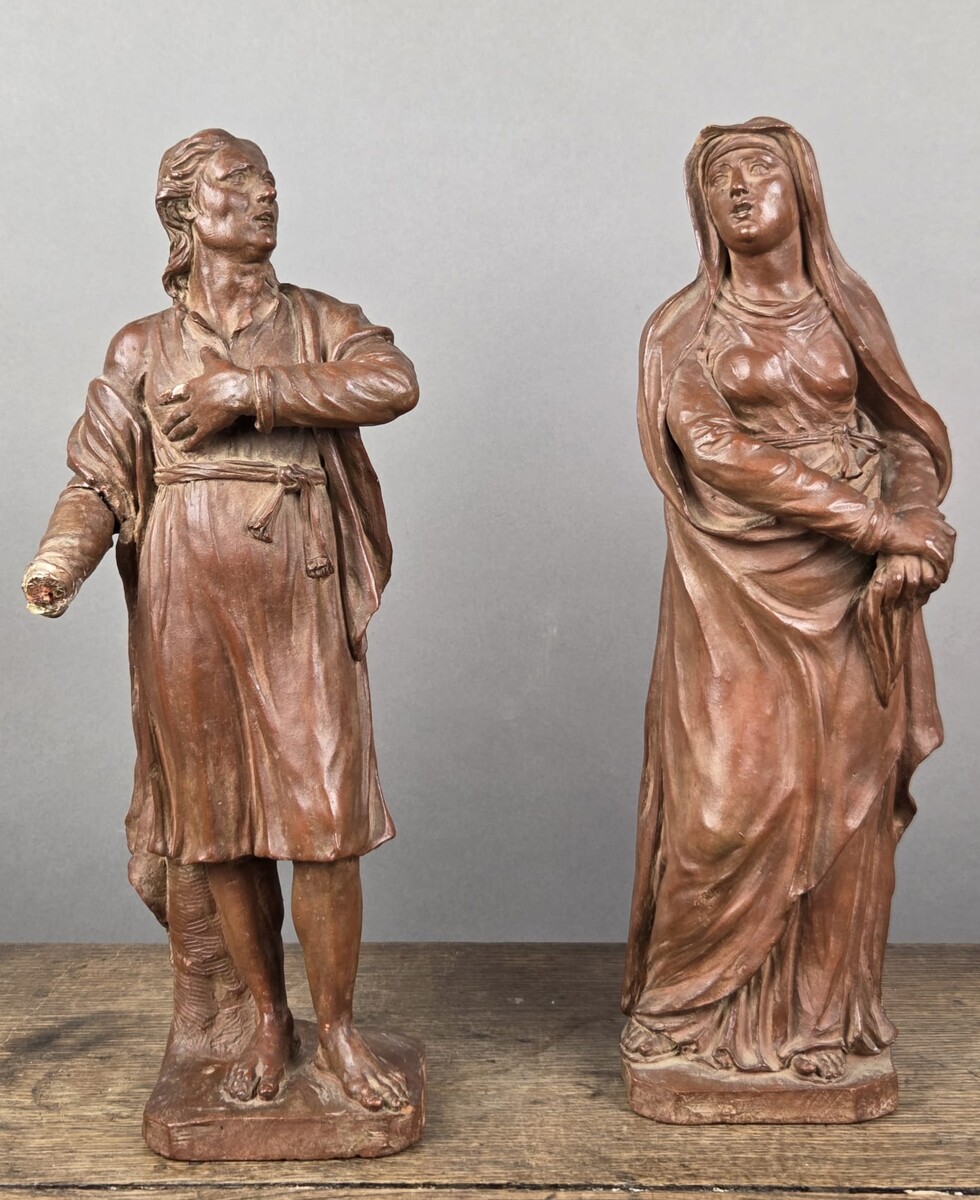 Two terracotta bazzetti, 18th century