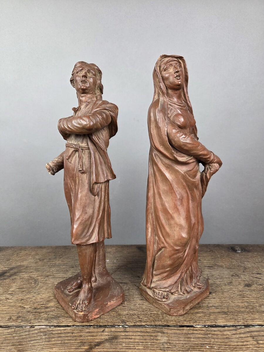 Two terracotta bazzetti, 18th century