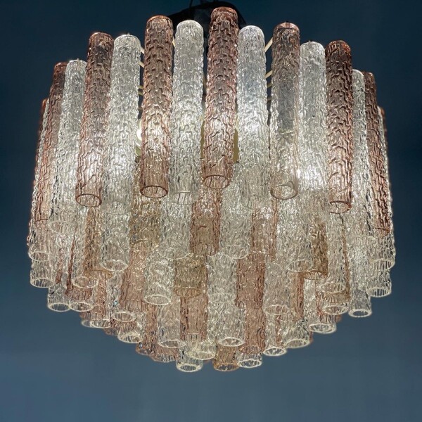 Venetian Chandelier In Pressed And Molded Murano Glass By Venini