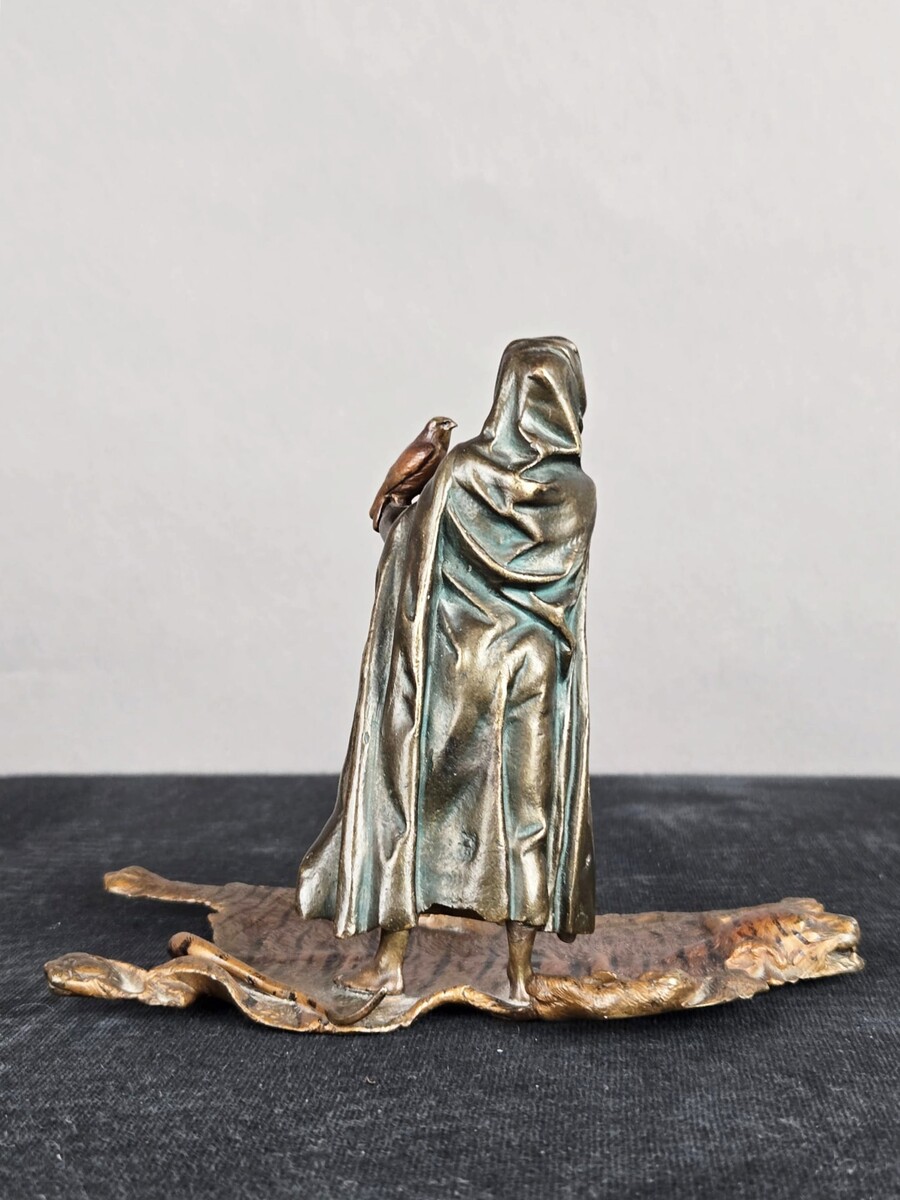 Vienna bronze, oriental figure resting on a tiger skin, Franz Bergman