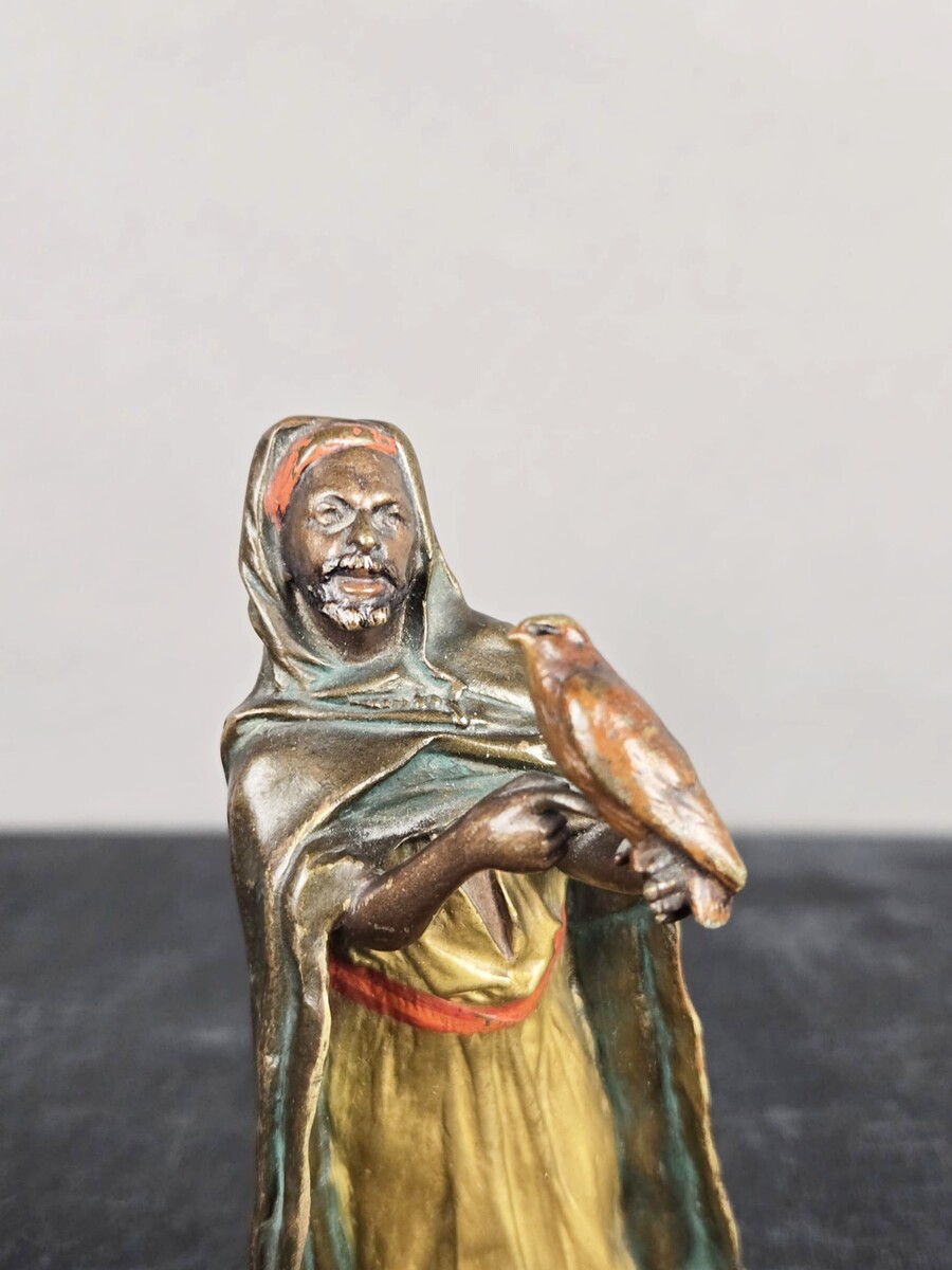 Vienna bronze, oriental figure resting on a tiger skin, Franz Bergman