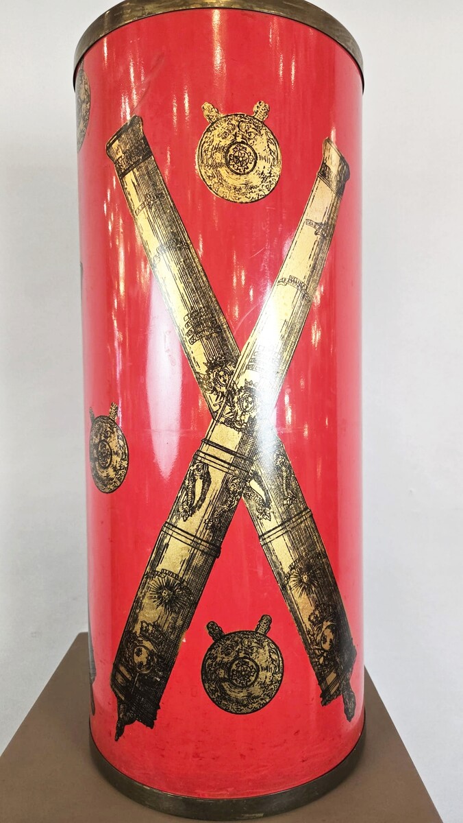 Vintage lacquered metal umbrella stand, circa 1950