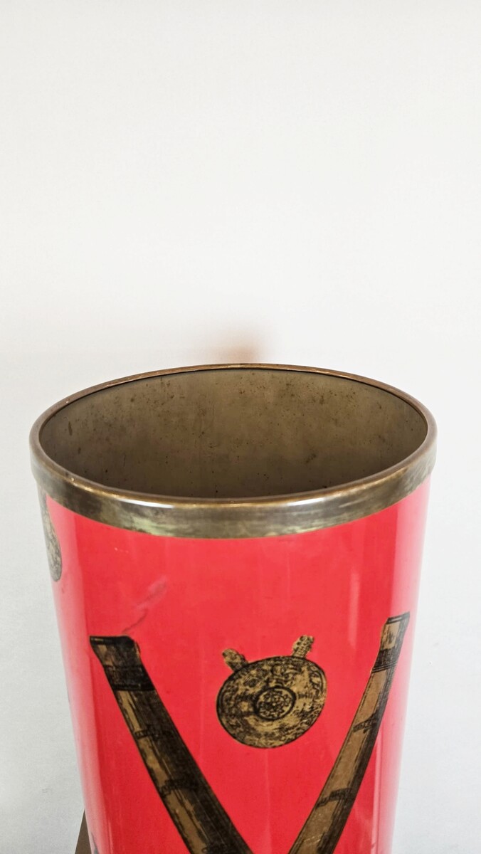 Vintage lacquered metal umbrella stand, circa 1950