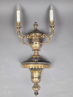 Wall lamp in bronze and brass and painted wood