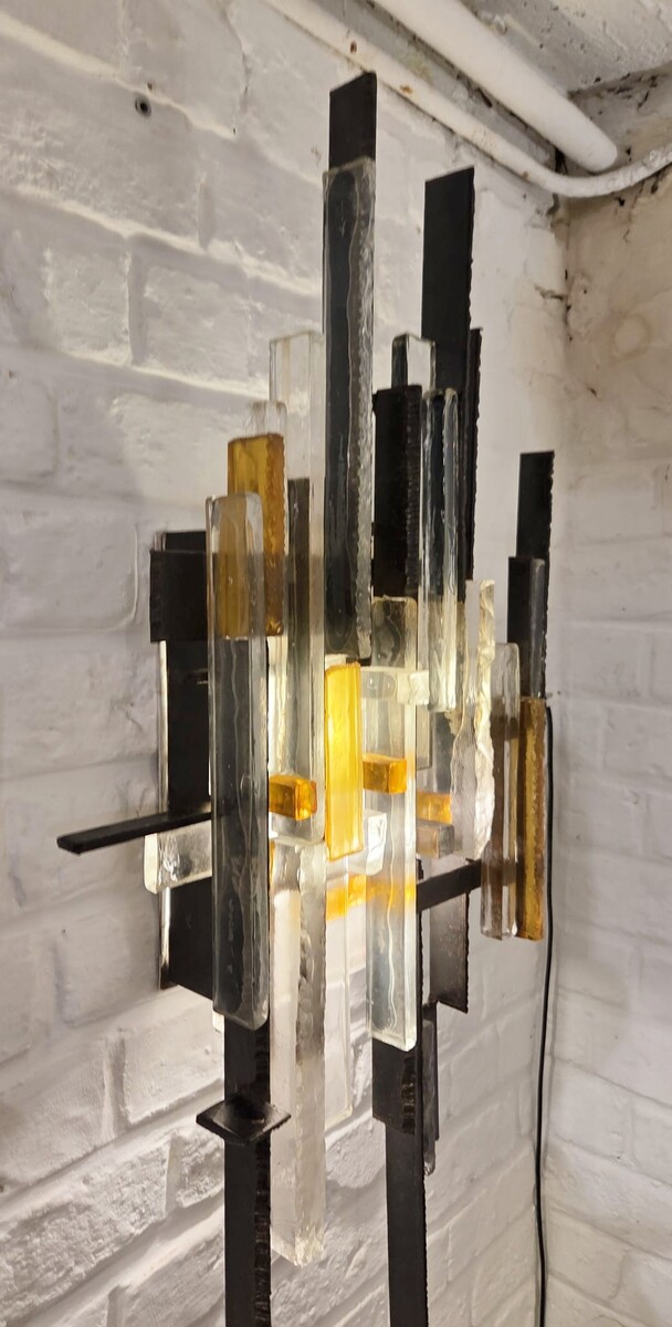 Wall lamp in coloured glass and metal, Italy circa 1960