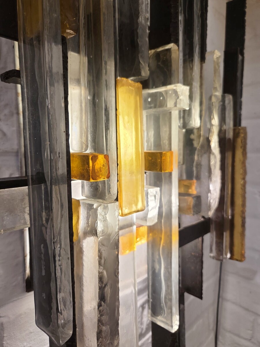 Wall lamp in coloured glass and metal, Italy circa 1960