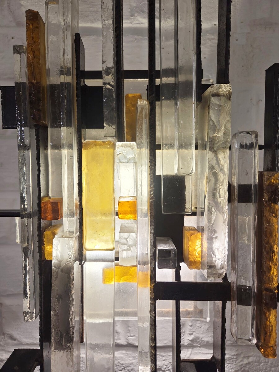 Wall lamp in coloured glass and metal, Italy circa 1960