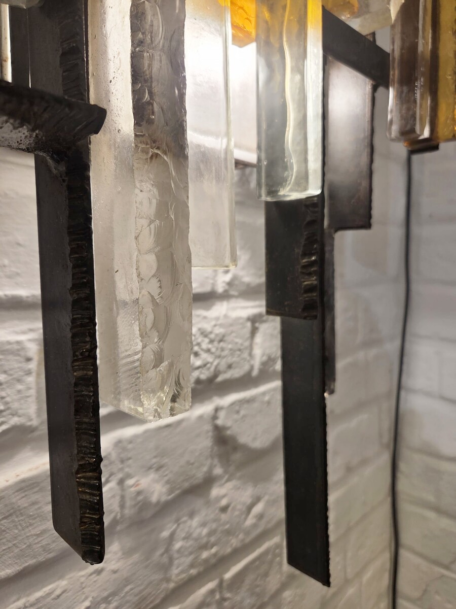 Wall lamp in coloured glass and metal, Italy circa 1960