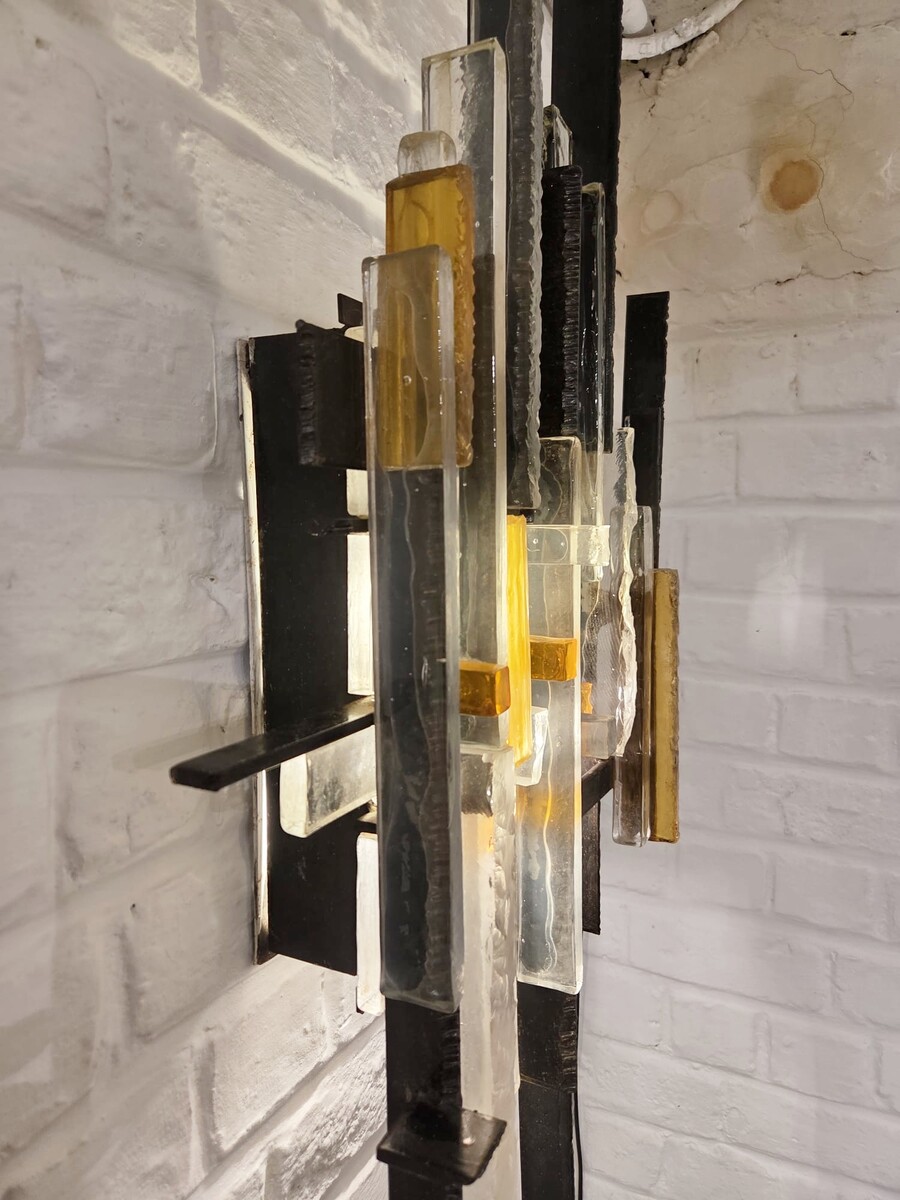 Wall lamp in coloured glass and metal, Italy circa 1960