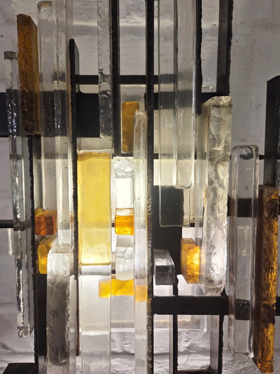 Wall lamp in coloured glass and metal, Italy circa 1960