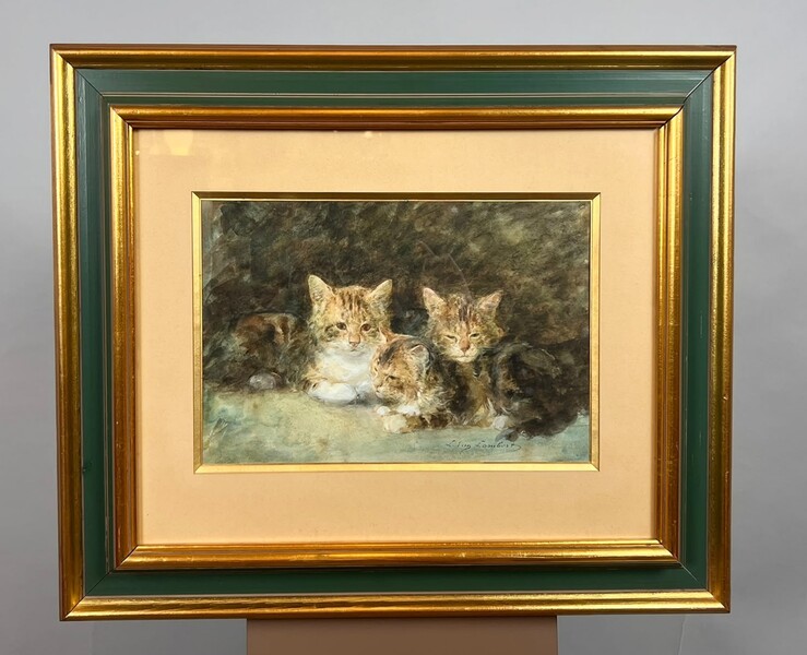 Watercolor and gouache, Cats, Eugène Louis Lambert (1825–1900), 19th century