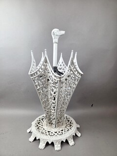 White enameled cast iron umbrella stand, late 19th century