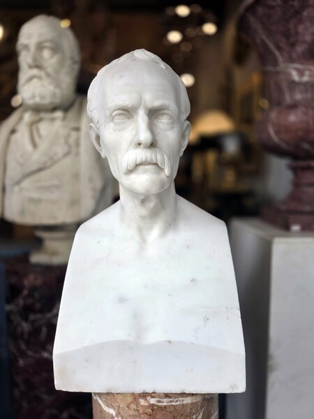 White marble bust, late 19th century