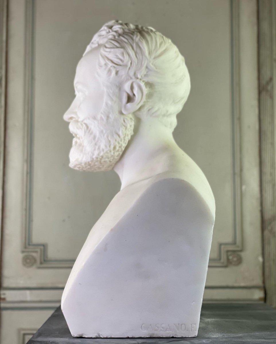 White marble statuary bust signed Cassano F.