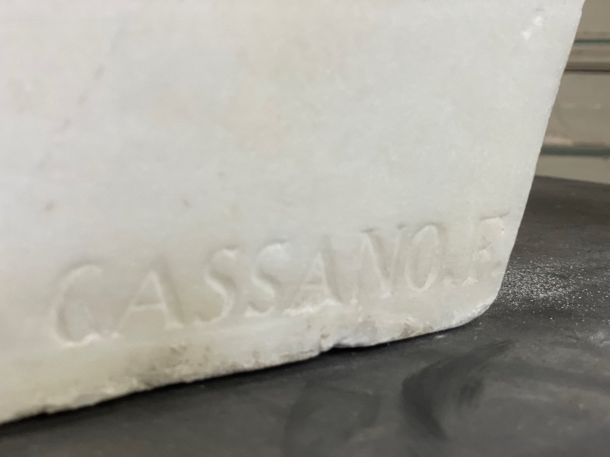 White marble statuary bust signed Cassano F.
