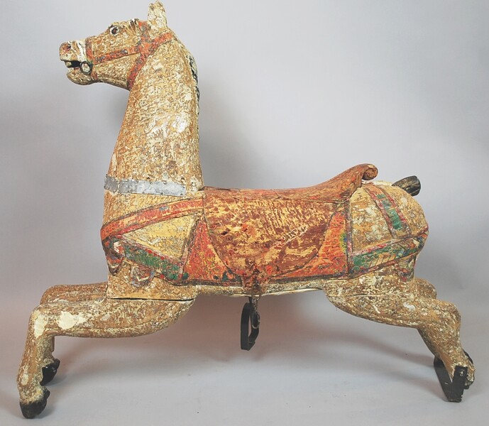 Wooden horse polychrome sculpture - 19th