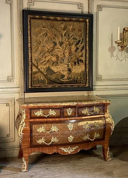 Wool And Silk Tapestry, Vase Of Flowers, Aubusson XVIIIth Century