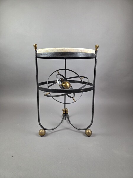 Wrought-iron side table with armillary sphere, 1970s