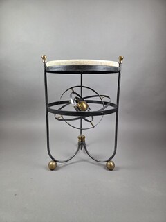 Wrought-iron side table with armillary sphere, 1970s