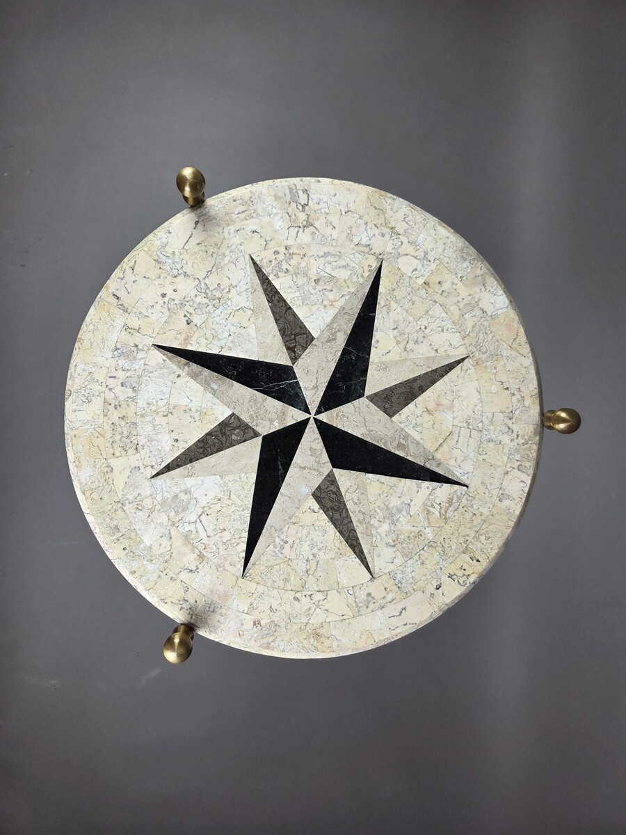 Wrought-iron side table with armillary sphere, 1970s