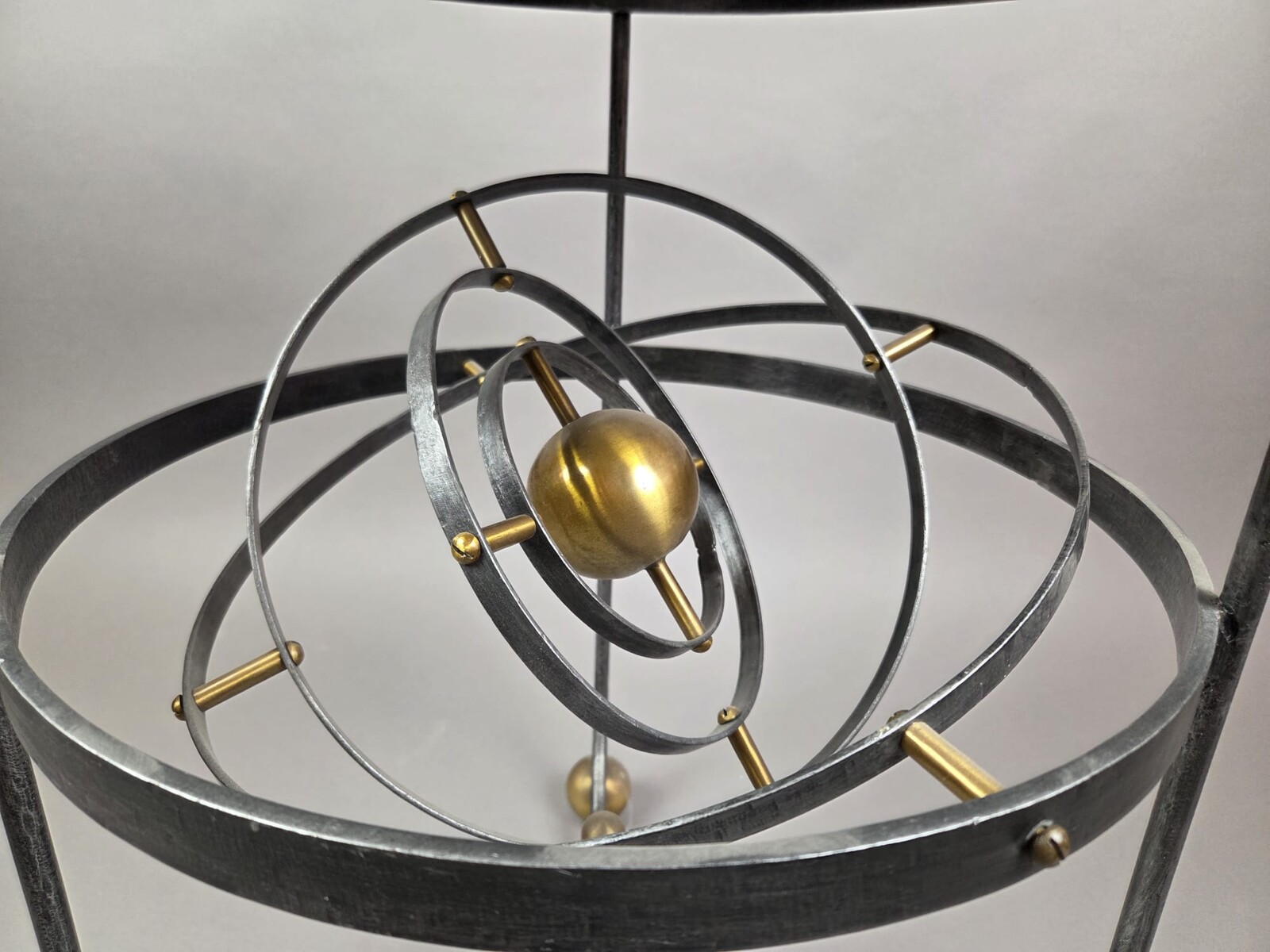 Wrought-iron side table with armillary sphere, 1970s