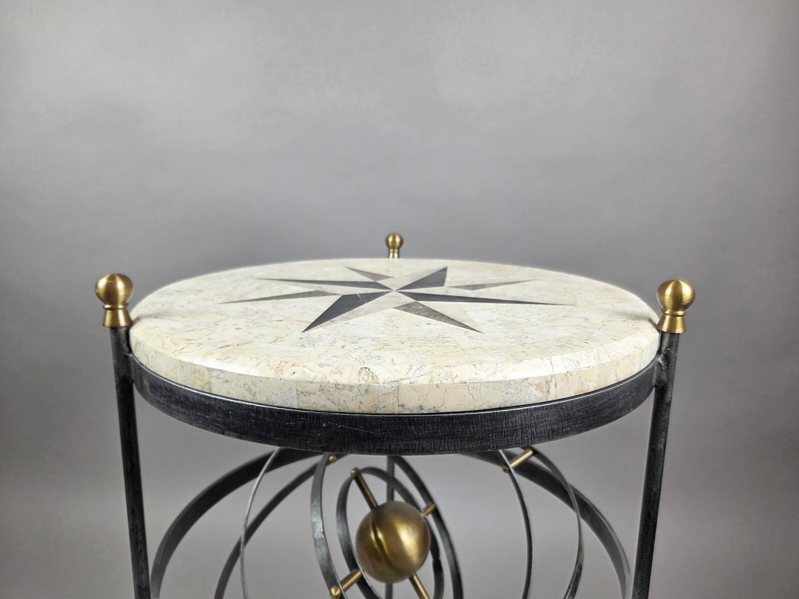 Wrought-iron side table with armillary sphere, 1970s