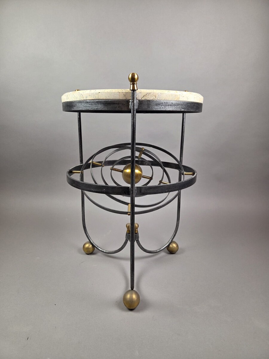 Wrought-iron side table with armillary sphere, 1970s