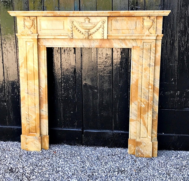 Yellow Siena marble fireplace