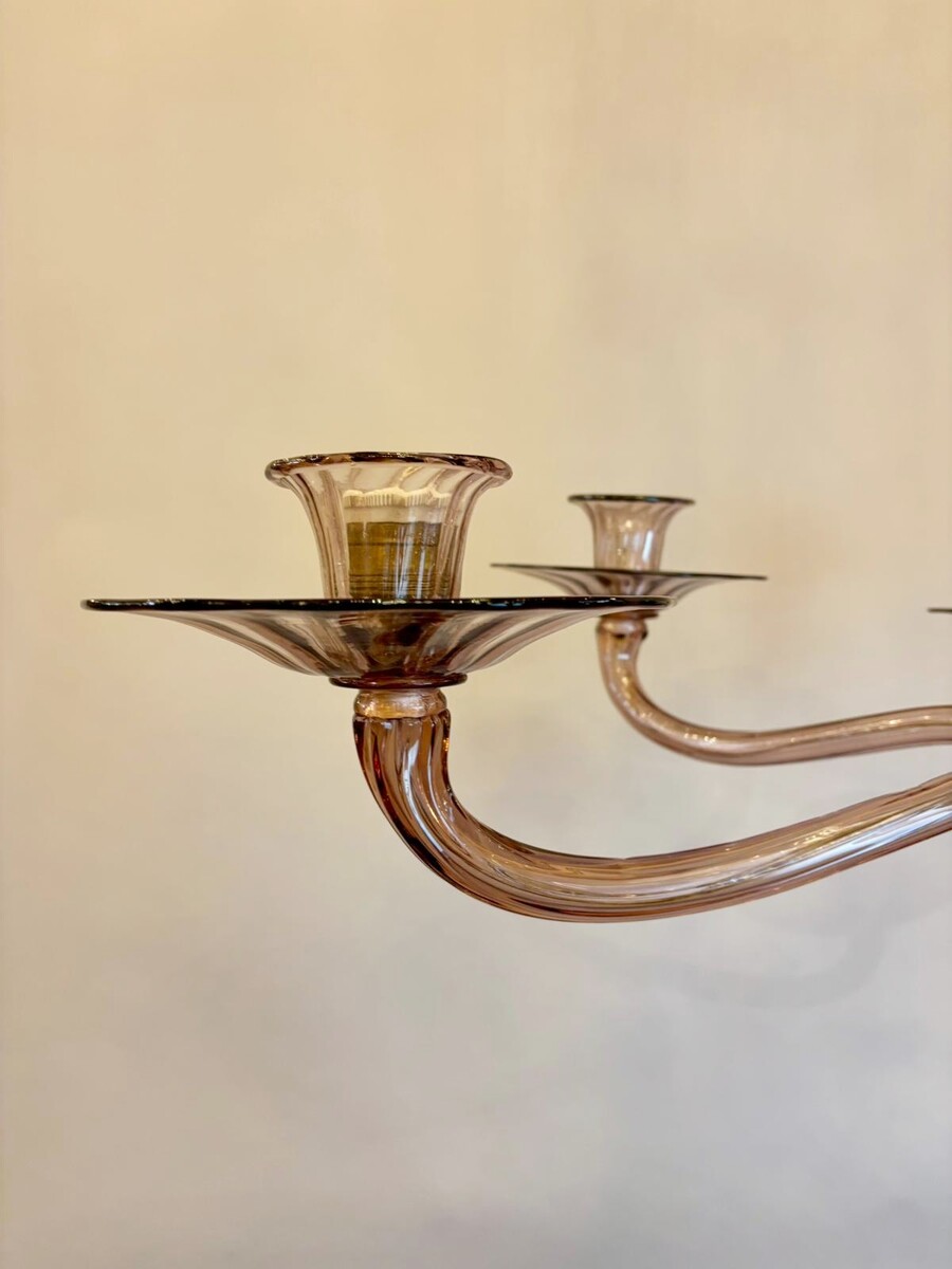 Zecchin, Murano chandelier with 6 arms of lights, circa 1980