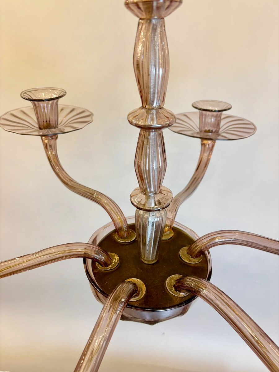 Zecchin, Murano chandelier with 6 arms of lights, circa 1980